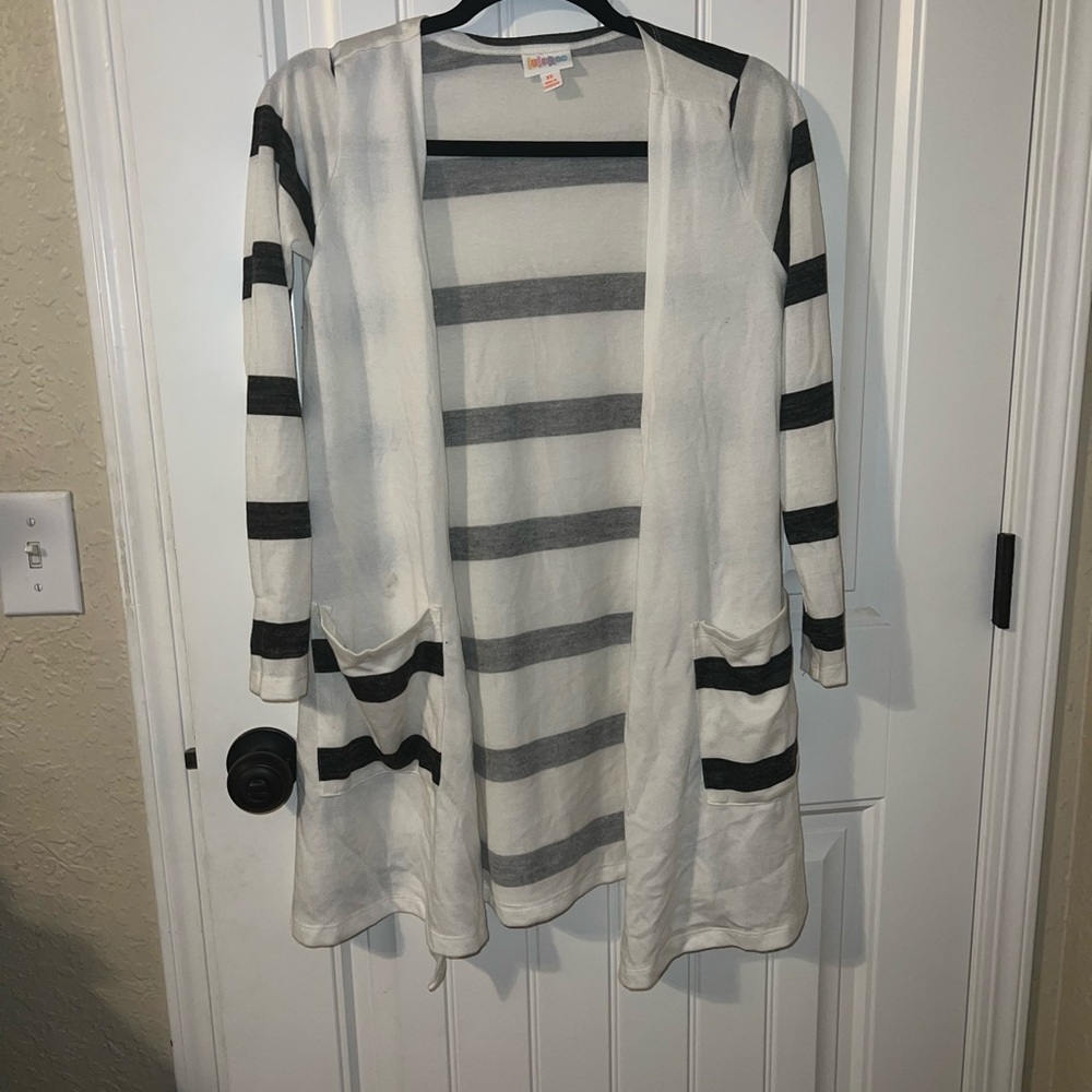 Ladies, Lulu extra small Caroline cardigan white and gray stripes